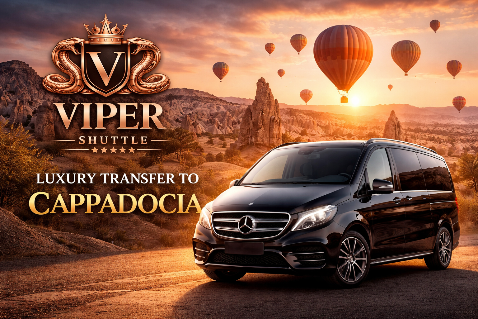 Shuttle service transporting passengers in Cappadocia landscape